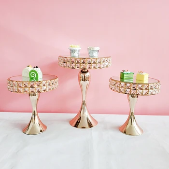 3pcs aukso arba sidabro spalvos Kvadratą deimantų kristalų vestuvių Tortas Stovi Metalo Keksiukų dekoravimui