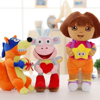 3pcs/daug meilės nuotykių Dora beždžionės Batai Swiper pliušinis Lėlės žaislas 25cm Dora beždžionė įdaryti minkštas TV ir filmus pliušinis žaislas vaikams