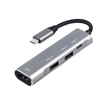 4 in1 USB C Į HDMI Adapteris, suderinamas Hub jungiamojo stationMacBook hub adapteris, skirtas 