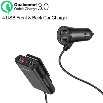 4 Uostų QC 3.0 Universalus Greitas USB Automobilinis Įkroviklis Reikmenys 