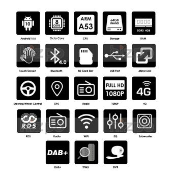 4G 64G Android 10.0 Auto Radijo OctaCore 7Inch 2DIN Universaliųjų Automobilių JOKIŲ DVD grotuvas GPS Stereo Garso Galvos vienetas Paramos DAB DVR OBD BT