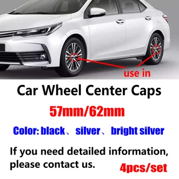 4pcs 57mm 62mm 60mm black silver automobilių Ratų Center Caps hub apima emblema toyota Automobilių reikmenys 27864