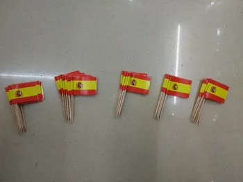 500PCS Mini Ispanija dantų krapštuką Šaligatvio Banderas de Espana Maisto Kirtikliai Šalys Kokteiliai Tapas Medienos dantų krapštuką ir Popieriaus, Vėliavos