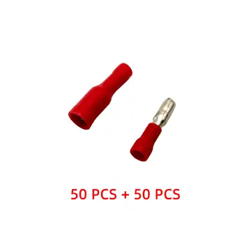 50Pairs Visiškai Moterų ir Vyrų Izoliuoti Kulka Gnybtai Elektros Fiksavimo Jungtis Asortimentas Rinkinys 4mm Raudona
