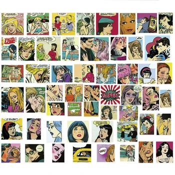 54Pcs/Pak Ins Retro Amerikos Itin Populiarūs Pop Stiliaus Lipdukas Kawaii Komiksai Dekoratyvinis Lipdukas klijuojamas Lipdukas Apdailos Etiketės