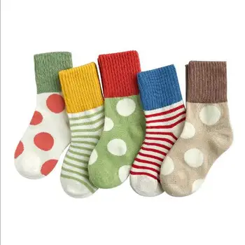 5Pairs Pack rudens žiemos naujos horizontalios juostos dot dryžuotos kojinės princesė kojinės 1-12 Metų vaikų mergaičių kojinės