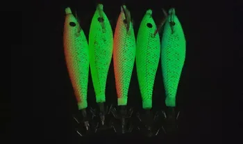 5VNT 11cm 3D akis medienos krevečių netikrą jaukų 5 spalvų šviesos kalmarai kablys dirbtinis kalmarai veržimo 