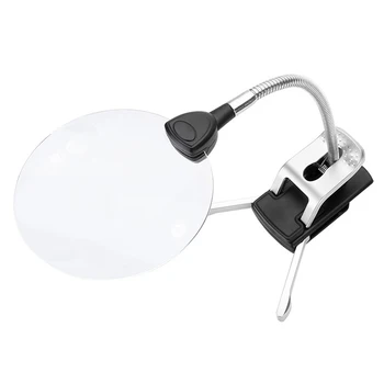 5X 10X Apšviesta didinamasis stiklas Clip-on Lentelės Viršuje Stalas LED Lempa Skaitymui Didelis Lęšio, Didinamojo Stiklo su Apkaba Repaire Didinamuoju Stiklu