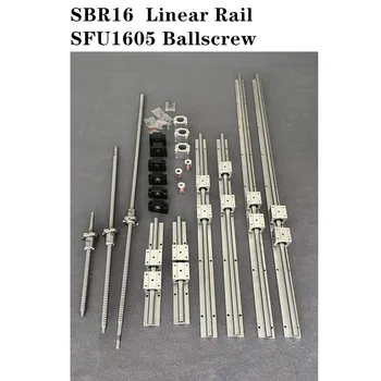 6 rinkinys SBR16 -300/520/670mm Linijinis Vadovas Geležinkelių + 3 set SFU1605 - 350/570/720mm Ballscrew set + 3 set BK/BF12 CNC Dalys