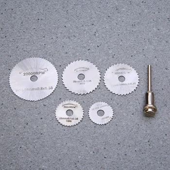6Pcs Mini HSS pjovimo Peilis Rotacinis Įrankis Metalo Pjovimo Įrankio Nustatyti Medienos Pjovimo Diskai su Plėtiniu Lazdele