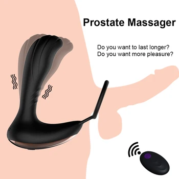 7 Dažniai Vibruojančiu Prostatos Massager Nuotolinio Valdymo Analinis Kaištis Sekso Žaislai Įkrovimo Silikono Vyrų Masturbator