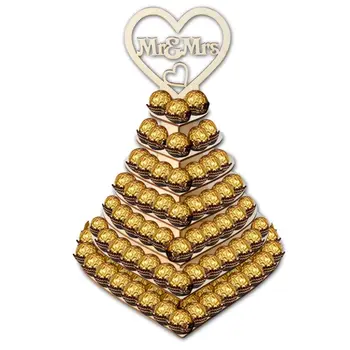 7 Pakopų Širdies Formos Asmeninę Mr & Mrs Ferrero Rocher Piramidės Vestuvių Šokolado Desertas, Saldainiai Stendas