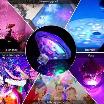 7 Režimai Plūduriuoja po vandeniu Šviesos RGB Povandeninis LED Disco šalis, Šviesos, Švytėjimas Rodo, Plaukimo Baseinas, sūkurinė Vonia Spa Lempos Kūdikių Vonia Šviesos