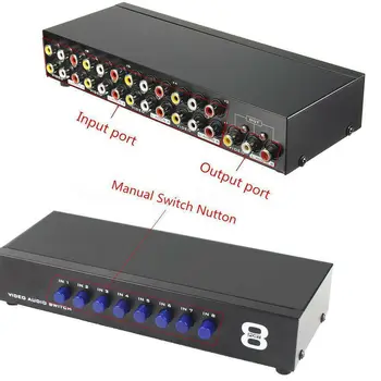 8 1 Iš 8 port Konverteris Išrinkimo Lange Audio Video AV Composite AV Jungiklio Langelį AV Splitter Switcher