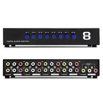 8 1 Iš 8 port Konverteris Išrinkimo Lange Audio Video AV Composite AV Jungiklio Langelį AV Splitter Switcher