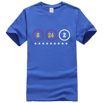 8-24-2 Kobe Bryant & Gigi Atminimo T-shirt Vyrai Moterys Vasarą trumpomis Rankovėmis Atspausdintas Juodos spalvos Marškinėlius Medvilnės Prekės ženklo Drabužių