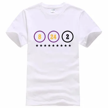 8-24-2 Kobe Bryant & Gigi Atminimo T-shirt Vyrai Moterys Vasarą trumpomis Rankovėmis Atspausdintas Juodos spalvos Marškinėlius Medvilnės Prekės ženklo Drabužių