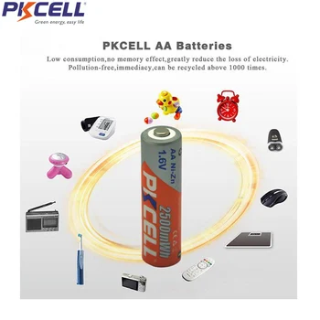 8Pcs 2Card PKCELL AA Įkraunamas Nizn Baterija 1.6 V aukščiausios 1.8 v aa 2500mWh 4Pcs vienoje Kortelėje Žaislų Fotoaparato Blykstės