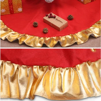 90 cm Kalėdų Eglutės Sijonas Su Raudona spalva, Aukso Apdaila Kalėdų Dekoracijos Kalėdų Eglutė Sijonas Kalėdų Dekoracijos