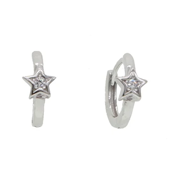 925 sterling silver mini hoopas auskarai su star juosta Huggie žiedai maži lankai mados paprasta minimalus papuošalai, auskarai mergina