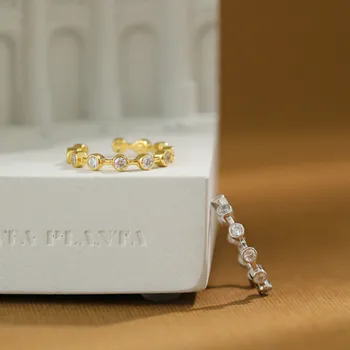 925 Sterlingas Sidabro Multi-cirkonis Aukso Atidaryti Žiedai, Moterų, Prabangos Paprastos Konstrukcijos, Panele, Mergina Dovana Fine Jewelry Flyleaf