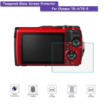 9H Grūdintas lipnios Stiklo LCD Screen Protector Shield Plėvelę Olympus TG-5/TG-4 vaizdo Kameros Priedai