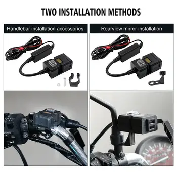 9V-32V Motociklo Dual USB Įkroviklio Rinkinio Greitai Įkrauti 3.0 Dual USB Įkroviklio išmanųjį Telefoną, Planšetinį kompiuterį GPS Motociklo Prekes