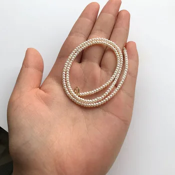AA gėlavandenių perlų balta/rožinė/ violetinė 3-4mm chocker karoliai 16inch roundel didmeninė karoliukai pobūdžio FPPJ moteris 2019