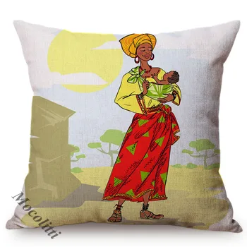 Afrikoje abstraktaus meno aliejaus tapybai modelio sofa mesti pagalvę padengti afrikos moteris, turtinga gyvenimo egzotiški prabangių dekoratyvinė pagalvėlė padengti 20927