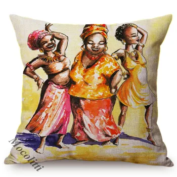 Afrikoje abstraktaus meno aliejaus tapybai modelio sofa mesti pagalvę padengti afrikos moteris, turtinga gyvenimo egzotiški prabangių dekoratyvinė pagalvėlė padengti
