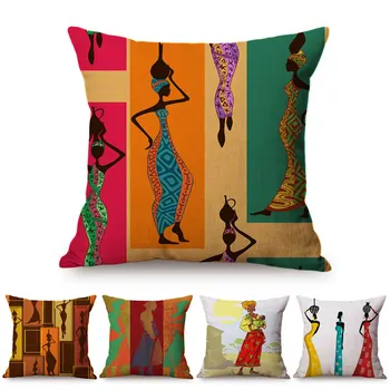 Afrikoje abstraktaus meno aliejaus tapybai modelio sofa mesti pagalvę padengti afrikos moteris, turtinga gyvenimo egzotiški prabangių dekoratyvinė pagalvėlė padengti