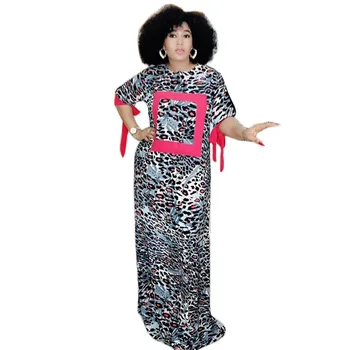 Afrikos Suknelės Moterims 2020 M. Vasarą, Rudenį Plius Dydis Suknelė Ponios Derliaus Leopard Print Long Maxi Suknelės Arabijos Drabužiai