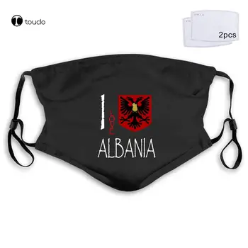 ALBANIJA aš Myliu Kultūros Vėliava Veido Kaukė Filtras Kišenėje Medžiaga Daugkartinio naudojimo Plaunamas