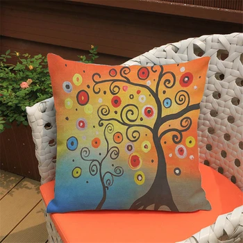 Aliejaus tapybai spalvų medžio modelio medvilnės patalynė užvalkalas namų dekoro sofa automobilių dekoratyvinė pagalvėlė padengti 45x45cm gamykloje tiesiogiai 10852