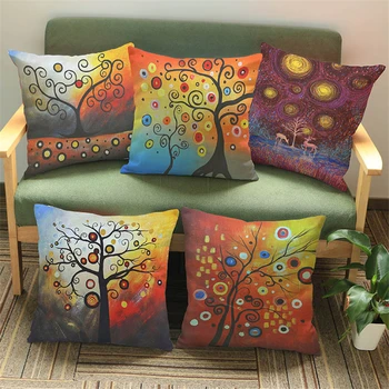 Aliejaus tapybai spalvų medžio modelio medvilnės patalynė užvalkalas namų dekoro sofa automobilių dekoratyvinė pagalvėlė padengti 45x45cm gamykloje tiesiogiai