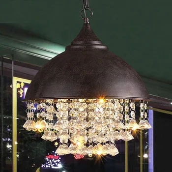 American Retro Loft Stiliaus Derliaus Krištolo Sietynas, LED Šviesos Armatūra Gyvenimo Valgomasis Kabo Lempa Patalpų Apšvietimas