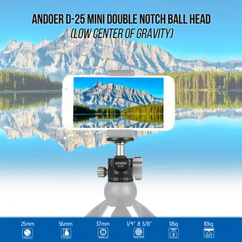 Andoer CNC mechaninio Apdirbimo Dvigubai Žingsniu Kamuolį Galva Mini Ballhead Žemas Svorio Centras, dėl Trikojo Monopodzie Canon Nikon Sony DSLR