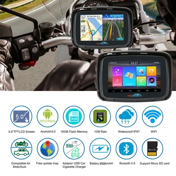 Android 6.0 Fodsports 5 Colių Motociklo GPS Navigacijos IPX7 atsparus Vandeniui 
