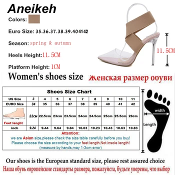 Aneikeh 2019 Glausta PVC Moterų Sandalai Skaidrus skaidrus Stiklas Plonas Aukšti Kulniukai Pažymėjo Tne Slip-On Dress Lady Batus Abrikosų 4-11
