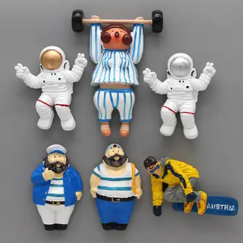 Animacinis personažas, šaldytuvas magnetai, šaldytuvas lipdukas atletikos mergina JŪRININKAS, Kapitonas astronautas Austrijos slidininkas namų puošybai