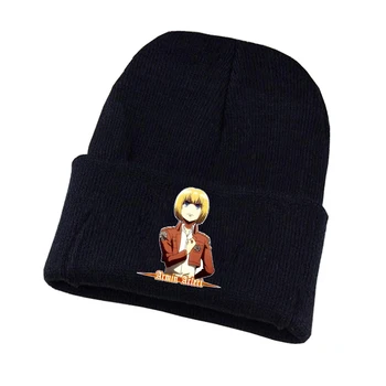 Anime Ataka Titan Megzti skrybėlę Cosplay skrybėlę Unisex Spausdinti Suaugusiųjų Atsitiktinis Medvilnės skrybėlę paaugliams žiemos Megzti Dangtelis