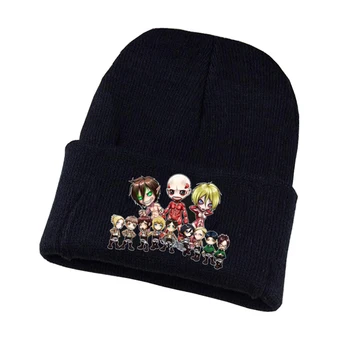Anime Ataka Titan Megzti skrybėlę Cosplay skrybėlę Unisex Spausdinti Suaugusiųjų Atsitiktinis Medvilnės skrybėlę paaugliams žiemos Megzti Dangtelis