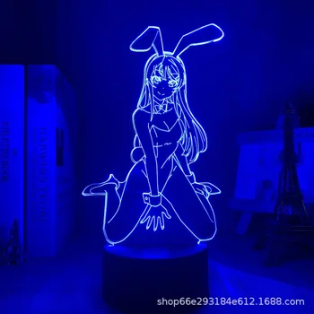 Anime Rascal Nėra Svajonė Bunny Mergina Senpai Pav Modelis Žaislas Mai Veiksmų Skaičius, Akrilo Led Nakties Šviesos Lempos Apdaila Dovana