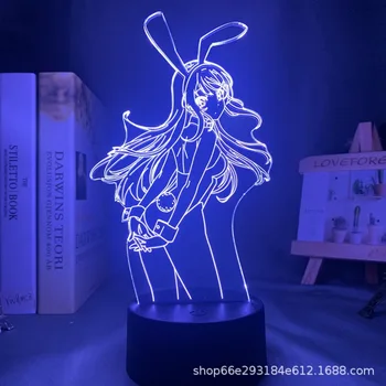 Anime Rascal Nėra Svajonė Bunny Mergina Senpai Pav Modelis Žaislas Mai Veiksmų Skaičius, Akrilo Led Nakties Šviesos Lempos Apdaila Dovana