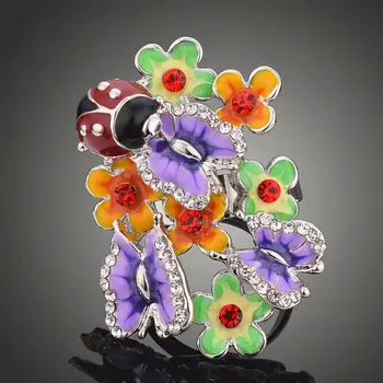 ANNGILL Naujausias Žavinga Žiedai, Papuošalai, Aksesuarai Skatinimo Mados Emalio Drugelis Gėlių Biedronka Vestuviniai Žiedai Moterims