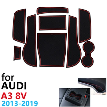 Anti-Slip Gumos Puodelio, Pagalvėlės, Durų Groove Kilimėlis Audi A3 8V S3 RS3 RS 3 S Line 2013~2019 2017 Priedai kilimėlis telefono