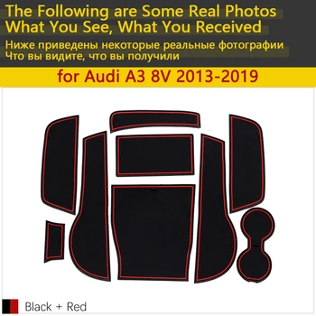 Anti-Slip Gumos Puodelio, Pagalvėlės, Durų Groove Kilimėlis Audi A3 8V S3 RS3 RS 3 S Line 2013~2019 2017 Priedai kilimėlis telefono