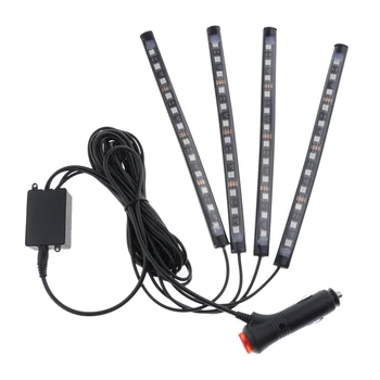 APP Kontrolės RGB 12 LED Švyti Interjero Rinkinys Pagal Brūkšnys Kojoms Viduje Sėdynės Šviesos