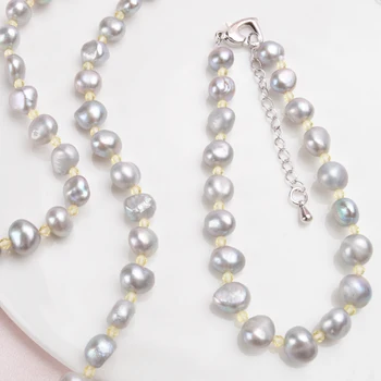ASHIQI Baroko Natūralių perlų Papuošalų Rinkiniai Nekilnojamojo Gėlavandenių perlų Vėrinį Natūralių Kristalų, Apyrankės moterims, Naują Atvykimo
