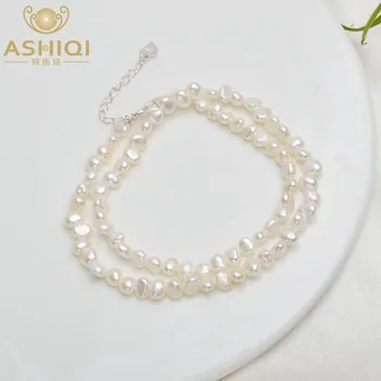 ASHIQI Natūralių Gėlavandenių Perlų Choker Karoliai Baroko perlų Papuošalai Moterims, vestuvių 925 Sidabro Užsegimas Didmeninė 2020 tendencija